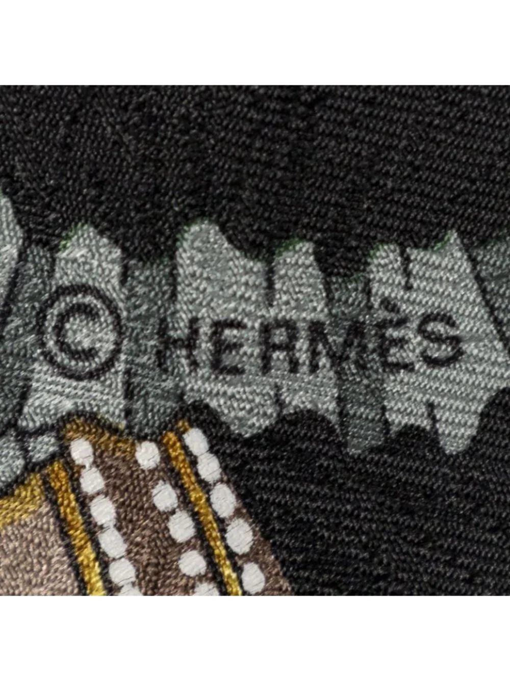 Hermes Scarf Black Red Gold 100% Jacquard Silk